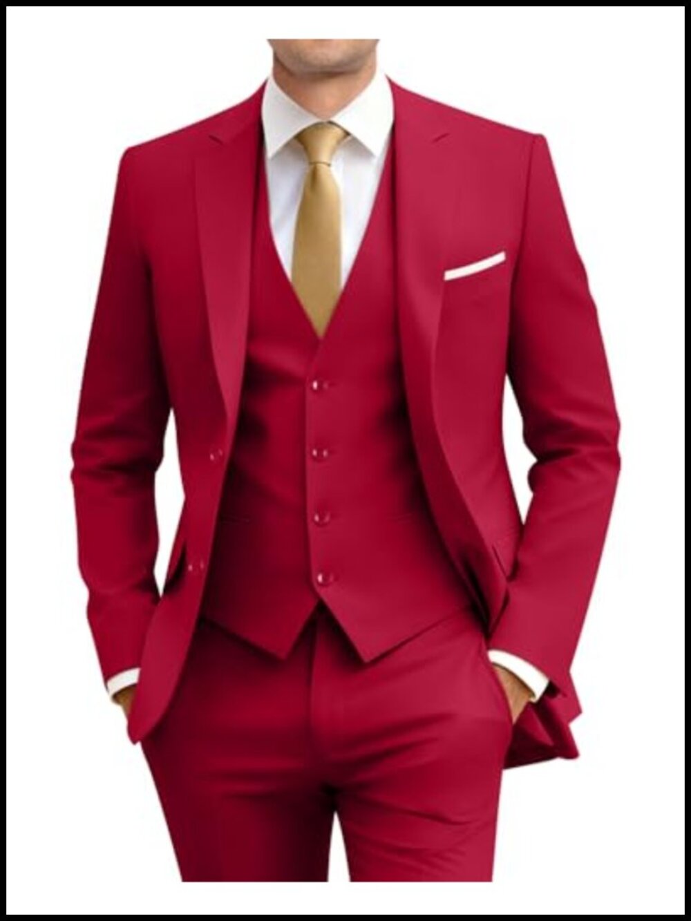 Men's Slim Fit 3 Piece Suit Set with Tie Vest Jacket Pants Formal Wedding